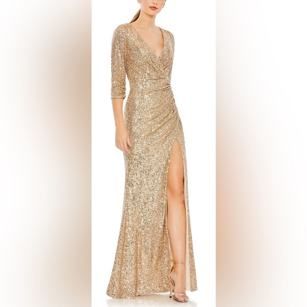 👗NWT! Mac Duggal Sequin 3/4 Sleeve Dress